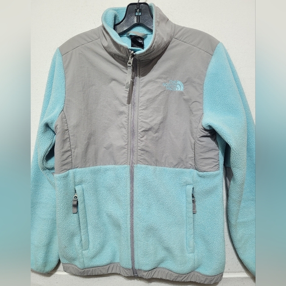 THE NORTH FACE DENALI POLARTEC FLEECE GIRL'S SIZE L(14-16) JACKET TURQUOISE/GRAY - Picture 3 of 16